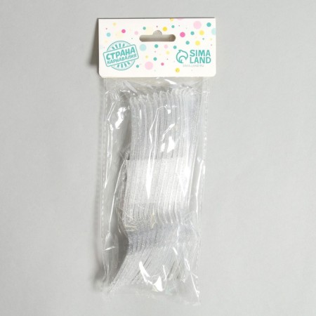 Plastic “shine” forks, set 12 pieces, silver color-2