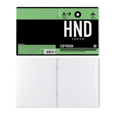 Notebook of 80 sheets in the Erichkrause Cage "Luggage Birks", cover Cross Cardboard, Offset Block, Mix-6