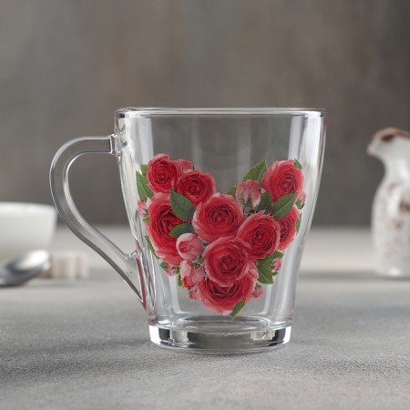 Glass mug "Flower Heart", 250 ml, MIX drawing