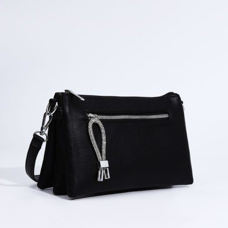 Bag Cross-Bodi with a zipper, black color-2