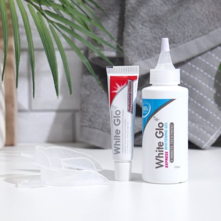 White Glo Express Flapping System: Gel, 100 ml + Toothpaste, 24 g + tooth lining, 2 pcs.-1