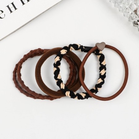 Hair elastic band "Jeanette" (set of 5 pcs) weaving cross, 5 cm, mix-1