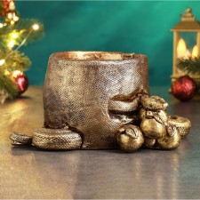 Фигурное кашпо "Змея с яблоками" бронза, 10х22см