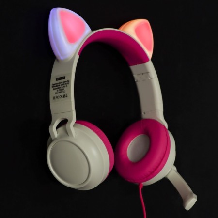 Headphones Quumo Game Cat White, Game, microphone, USB+3.5 mm, 2m, white/pink-2