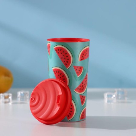 A glass with a watermelon lid, 470 ml, plastic-1