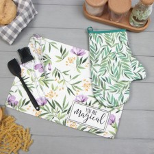 Gift LEAVES Set: towel, mittens-mark, brush, blade, corolla