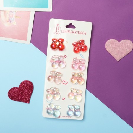 Hair elastic band "Baby" (set 10 pcs) Glossy berries, mix
