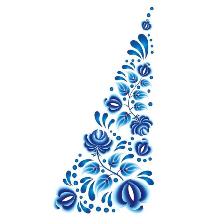 Thermalrotransfer "Gzhel flowers", corner on the left, 15 x 30 cm, set 10 pcs.-1