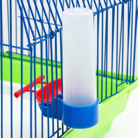 Bird cage is a small, semicircular roof (drinker, feeder, pole, swing) 35x28x37cm mix-3