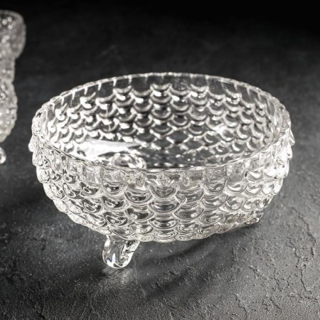 A set of glass salad bowls "Clouds", 7 items: 1 pcs 18 × 9 cm, 6 pcs 10 × 6 cm-1
