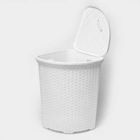 Corner underwear basket with a rattan lid, 60 l, 40 × 40 × 58 cm, white color-5