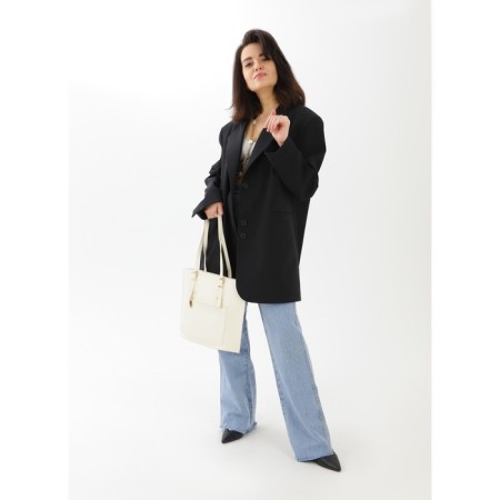 Zipper bag, external pocket, white color-3