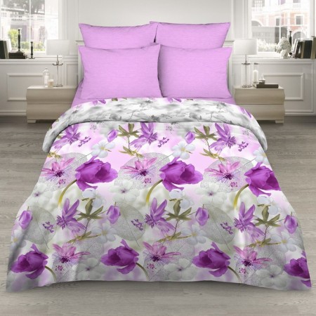 Bed linen 2 joint venture. "Vasilisa" lilac smoke 175x215 cm, 200x215 cm, 70x70 cm - 2 pcs.