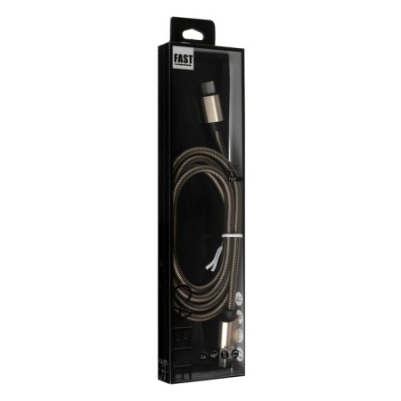 Type- C cable - usb, 2.1 a, nylon braid, 1 meter, golden-3