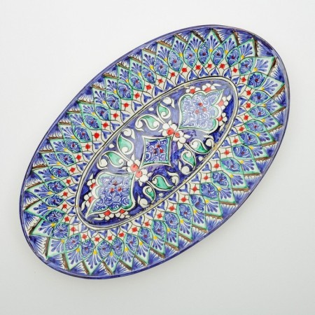 Hollowman Rishtan ceramics "Patterns", 34 cm, multi -colored, oval-9