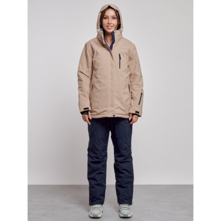 Ski costume female winter, size 56, beige color-4