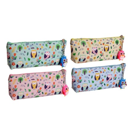 School pencil case with a zipper, with a suspension, "owl", mix