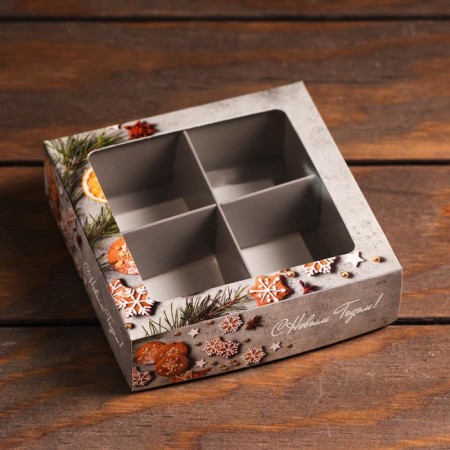 Box for sweets 4 pcs "spicy", 12.6 x 12.6 x 3.5 cm-2