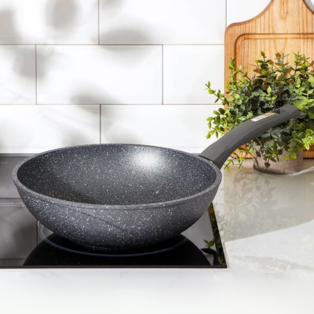 Granite frying pan, d = 28 cm, plastic handle, anti-stick coating, color gray color-5