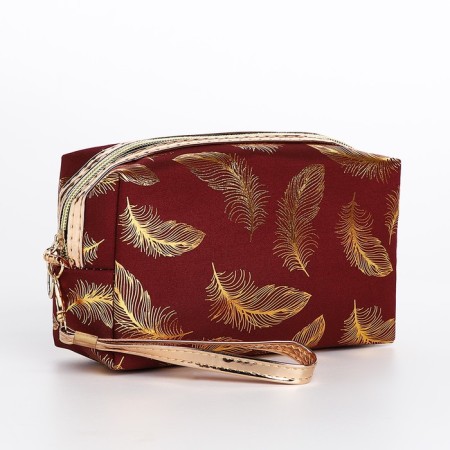 Cosmetic bag with lightning, burgundy color