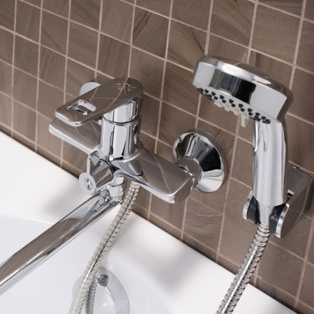 Bath mixer "RMS" SL134-006E, pour 350 mm, shower set, brass, chrome-2