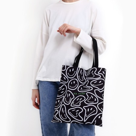 A shop bag on a rave without a zipper, without lining, black color-2