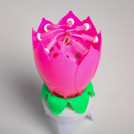Candle for the cake musical "Tulip", spinning, pink, 14.5 × 6 cm-9