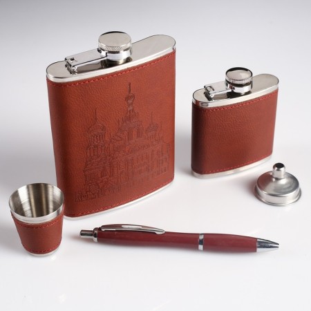 Set "Cathedral" 5 in 1: Flake 240 ml + flask 90 ml + glass + funnel + handle-1