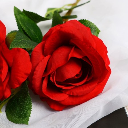 Artificial flowers "Webly rose" d-10 cm 67 cm, red-1