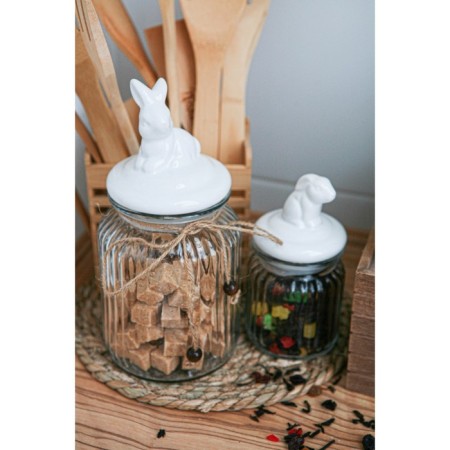 Bank for bulk products with ceramic lid of the bunny, 230 ml-9