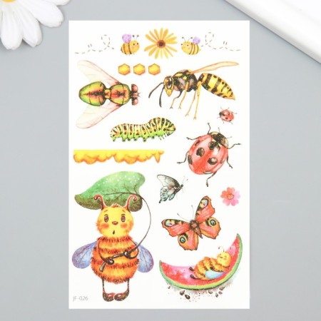 Tattoo on the body color "insects" mix glitter 7.5x12 cm-1