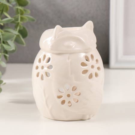Ceramics candlestick for 1 candle "fox" white 7.5x7.5x11 cm-2