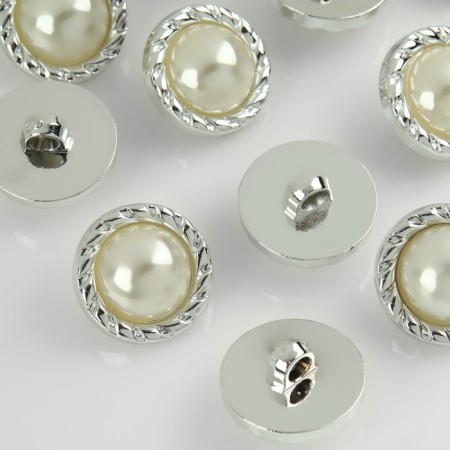 A button on the leg, with pearls, d = 20 mm, silver color-1