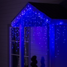 Гирлянда «Бахрома» 3 × 0.9 м, IP44, УМС, прозрачная нить, 232 LED, свечение синее, 220 В