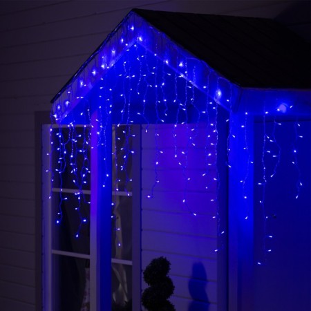 Garland "fringe" 3 × 0.9 m, IP44, UMS, transparent thread, 232 LED, blue glow, 220 V