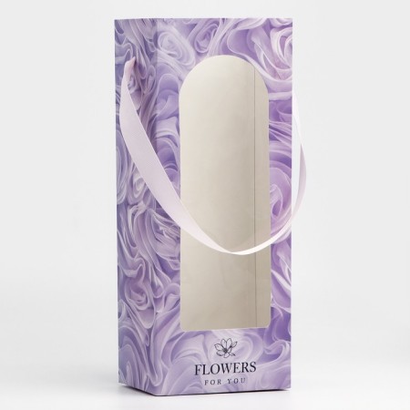 Package Pack for Flowers with a plastic window, Flowers, lilac, 30 x 12 x 8 cm-2