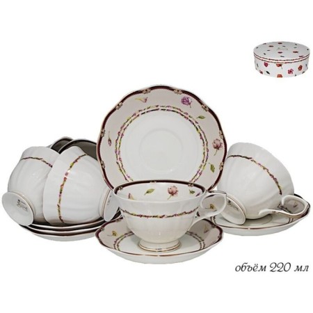 Tea set of Lenardi "Wreath", porcelain, 12 items