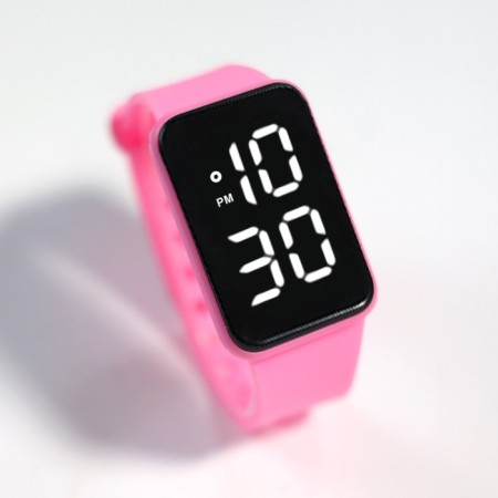 Electronic watch watches, 3 atm, silicone strap, pink