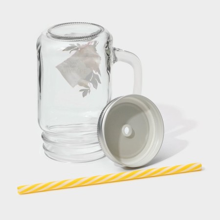 Bank glass share "Happiness", 450 ml, 10 × 7.5 × 13 cm, with a handle, a lid and a tube-5