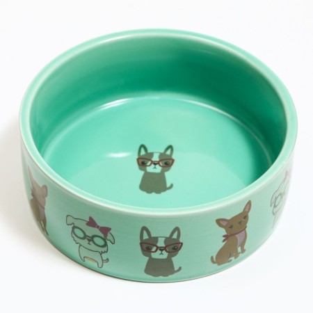 Ceramic bowl "Important dog" 250ml, 11.5 x 5 cm, mint-1