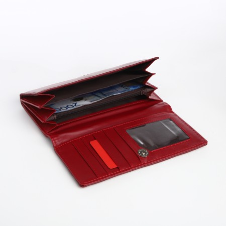Women's wallet on a magnet, burgundy color-3