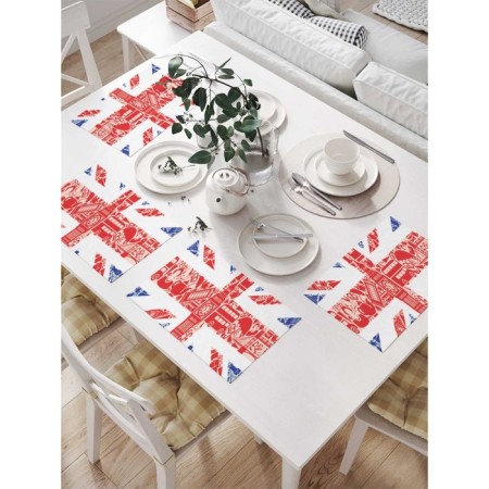 Set of napkins for setting the table "English symbolism", rectangular, size 32x46 cm, 4 pcs