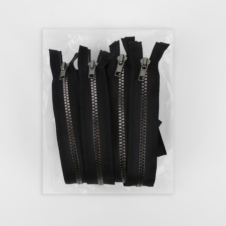 Lightning "Tractor", No. 5, connective, decorative link "Square", castle machine, 90 cm, black nickel color-2