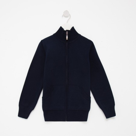 Cardigan for a boy with Minaku lightning is dark blue color, height 98-4