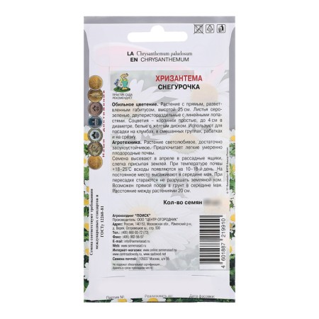 Seeds of chrysanthemum flowers "Snow Maiden", 30pcs-1