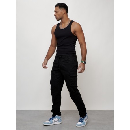 Cargo jeans male, size 56, black color-5