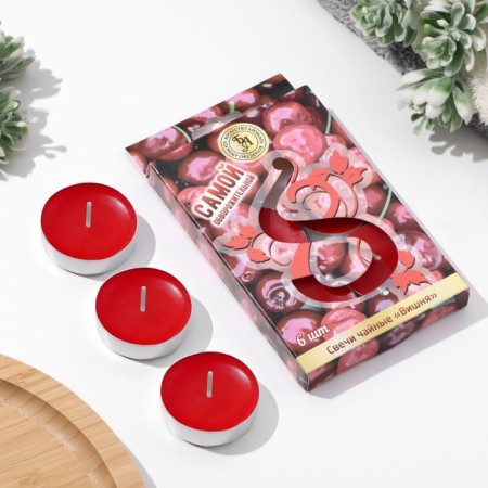 Aromatic tea candles, 6 pieces, cherries
