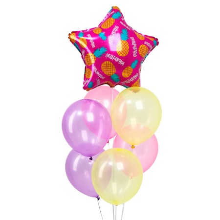 Bouquet of balloons "Congratulations, pineapples" set of 7 pcs.-1