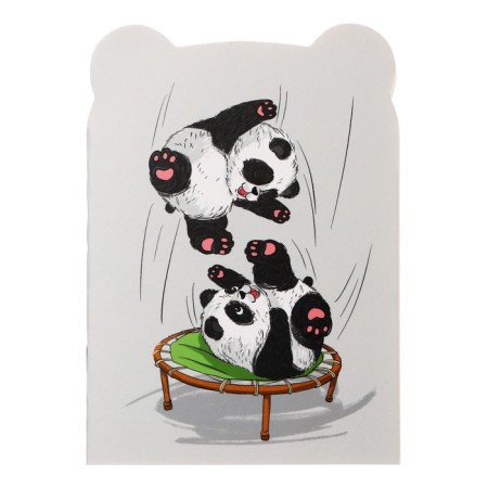 Notepad 120 x 170 mm, 32 sheets are funny pandules, covered cardboard, matte lamination, curly cutting, block 65 g/m2
