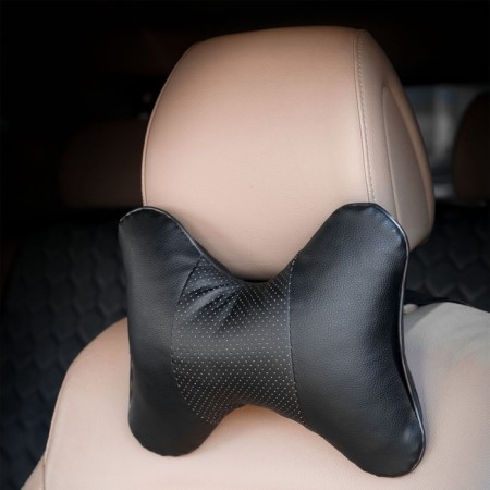 Car pillow, for the neck, eco -leather, black-1